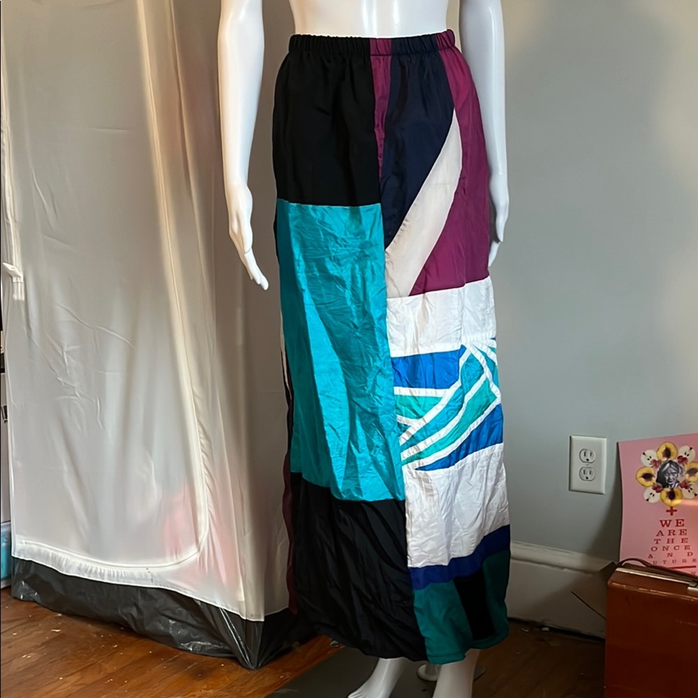 Colorful Patchwork Maxi Skirt—vintage windbreakers by Urban Renewal